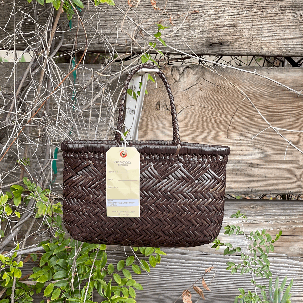 Dragon Diffusion - Egola Dark Brown Woven Leather Bag